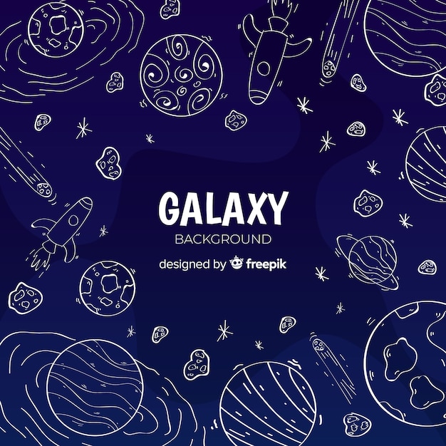 Vector gratuito fondo adorable de galaxia dibujado a mano