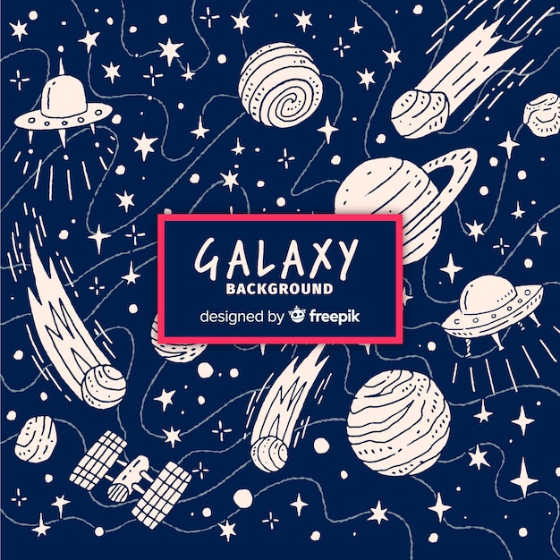 Fondo adorable de galaxia dibujado a mano