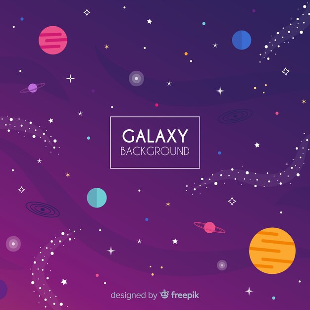 Fondo adorable de galaxia con diseño plano