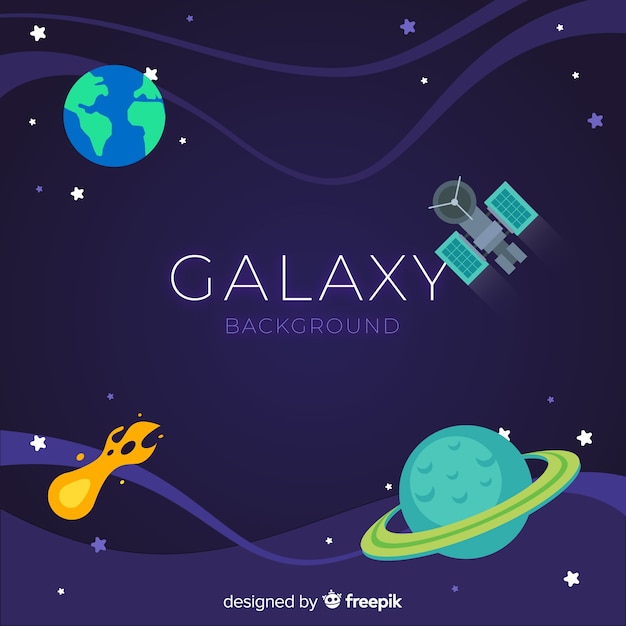 Vector gratuito fondo adorable de galaxia con diseño plano