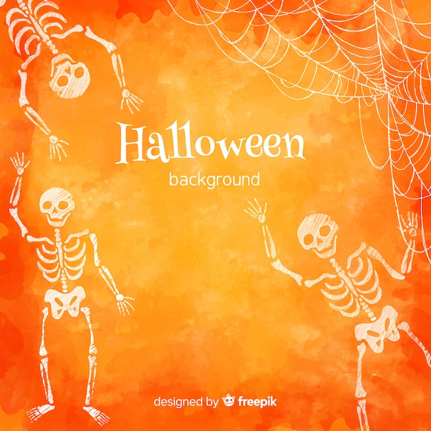 Vector gratuito fondo adorable de halloween en acuarela