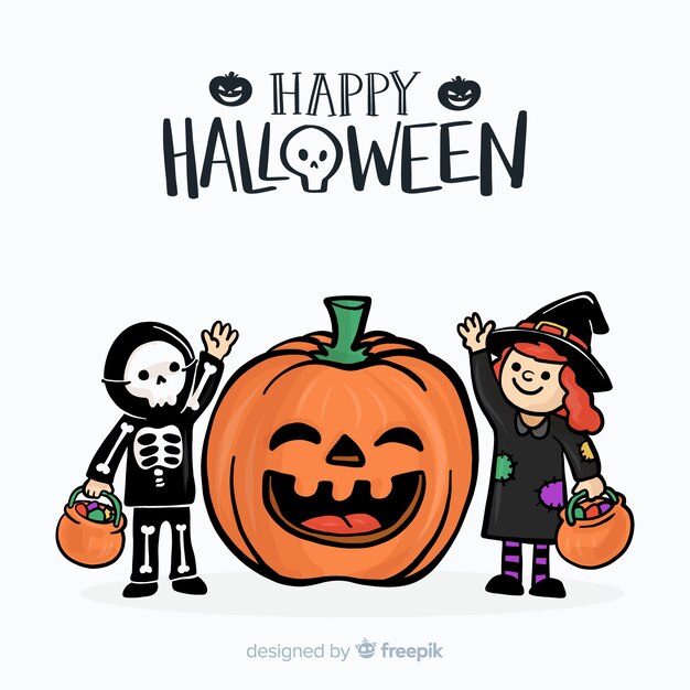 Fondo adorable de halloween dibujado a mano