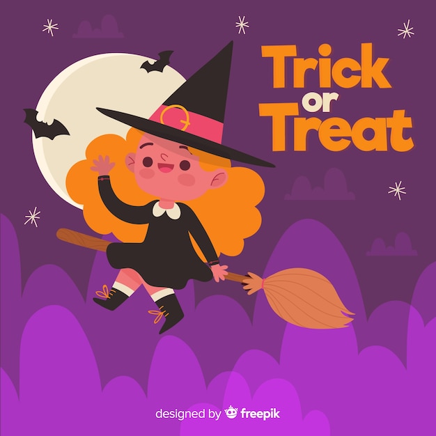 Vector gratuito fondo adorable de halloween con diseño plano