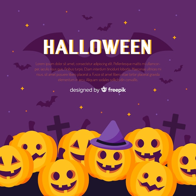 Fondo adorable de halloween con diseño plano