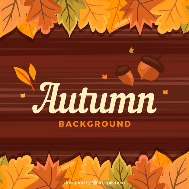 Fondo adorable con hojas de otoño dibujadas a mano