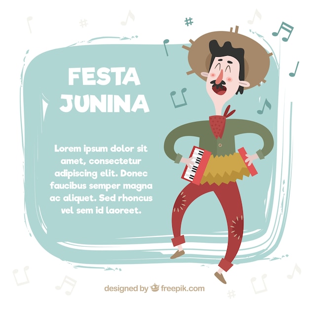 Vector gratuito fondo de adorable hombre tradicional de festa junina
