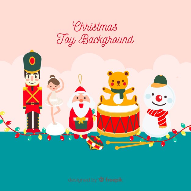 Fondo adorable con juguetes de navidad