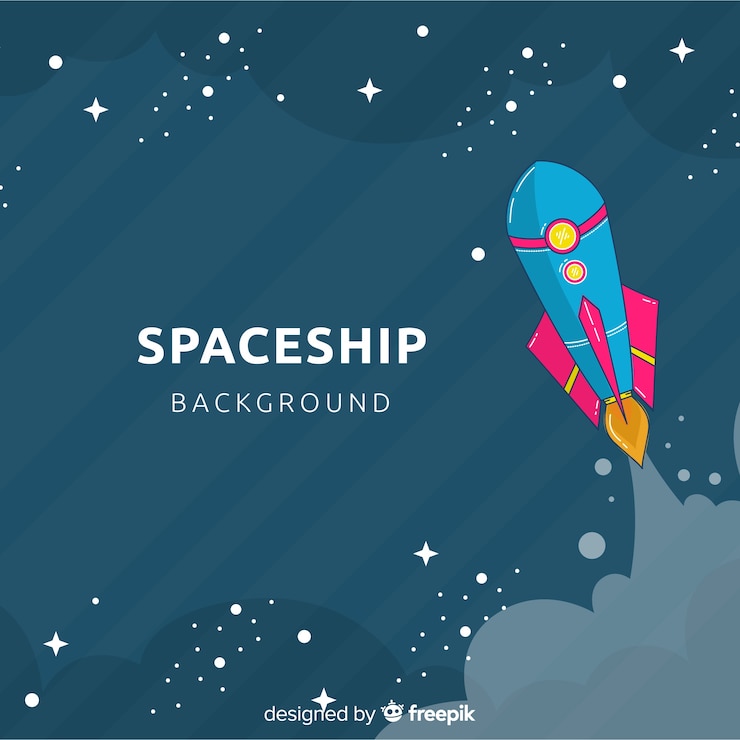 Vector gratuito fondo adorable de nave espacial con diseño plano