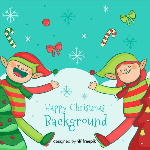 Vector gratuito fondo adorable de navidad dibujado a mano