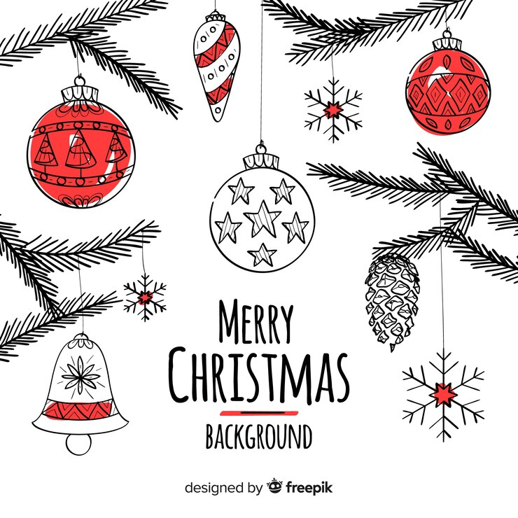 Vector gratuito fondo adorable de navidad dibujado a mano