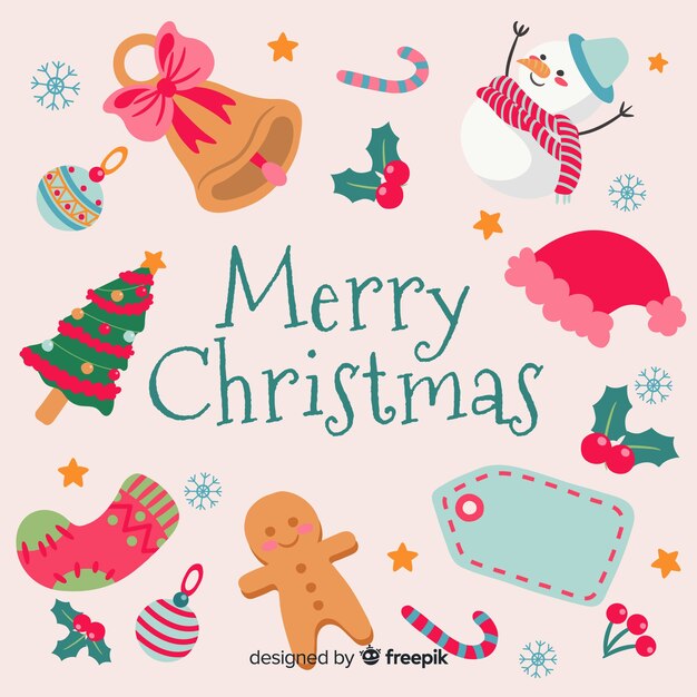 Fondo adorable de navidad dibujado a mano