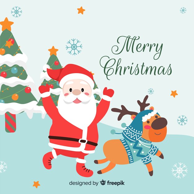 Fondo adorable de navidad dibujado a mano