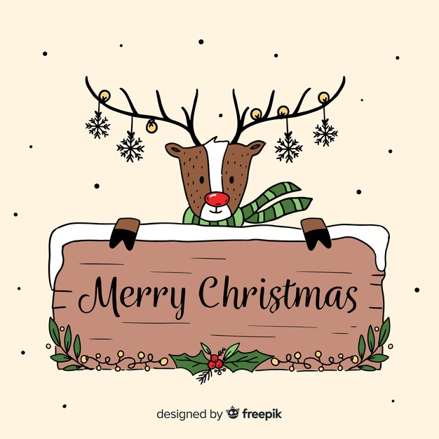 Fondo adorable de navidad dibujado a mano