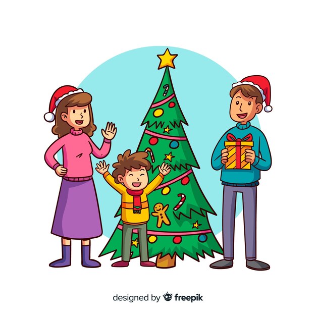 Fondo adorable de navidad dibujado a mano