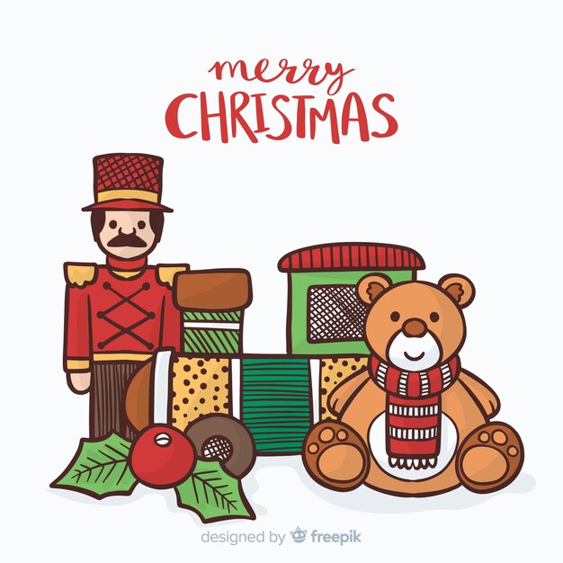 Fondo adorable de navidad dibujado a mano
