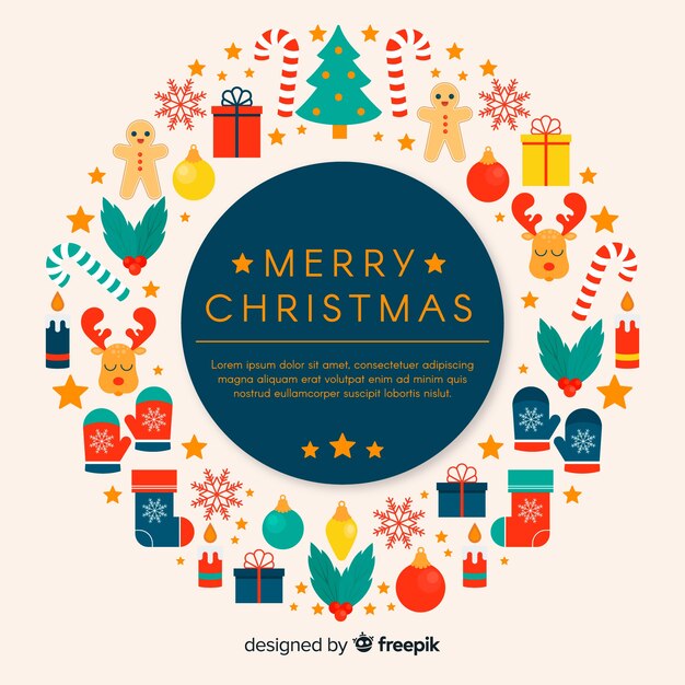 Fondo adorable de navidad con diseño plano