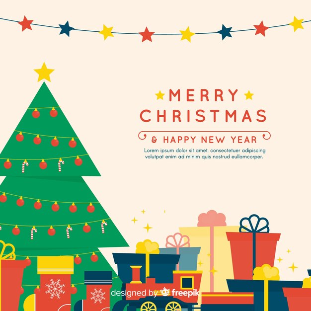 Fondo adorable de navidad con diseño plano