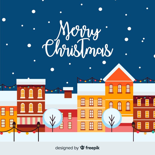 Fondo adorable de navidad con diseño plano