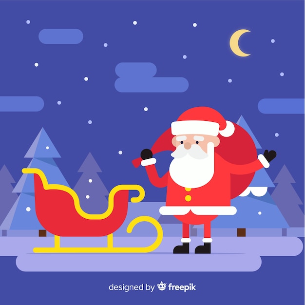 Fondo adorable de navidad con diseño plano