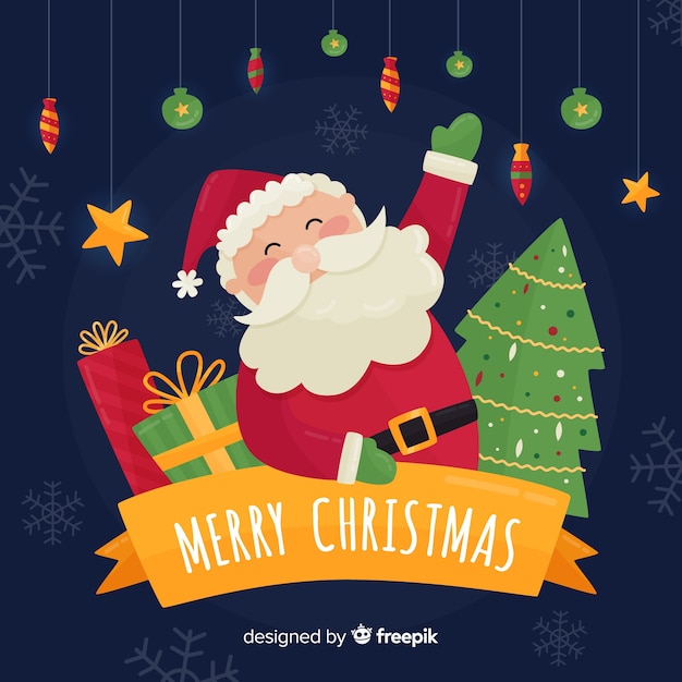 Vector gratuito fondo adorable de navidad con diseño plano