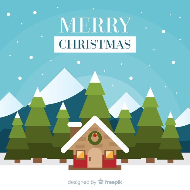 Fondo adorable de navidad con diseño plano