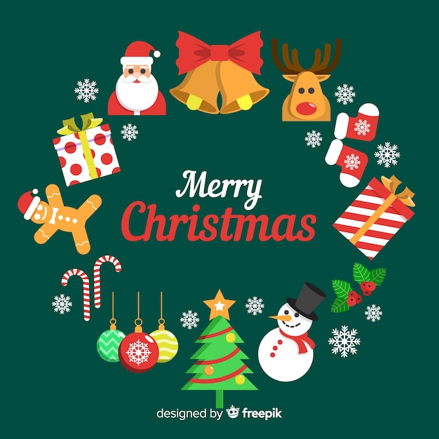 Fondo adorable de navidad con diseño plano