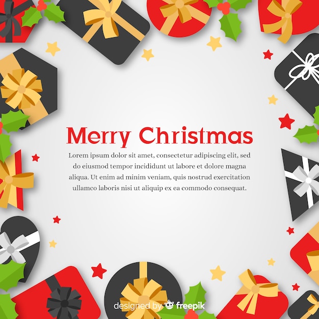 Fondo adorable de navidad con diseño plano