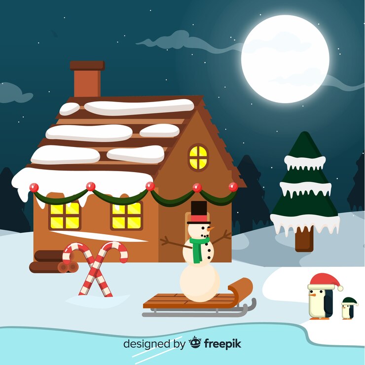 Vector gratuito fondo adorable de navidad con diseño plano