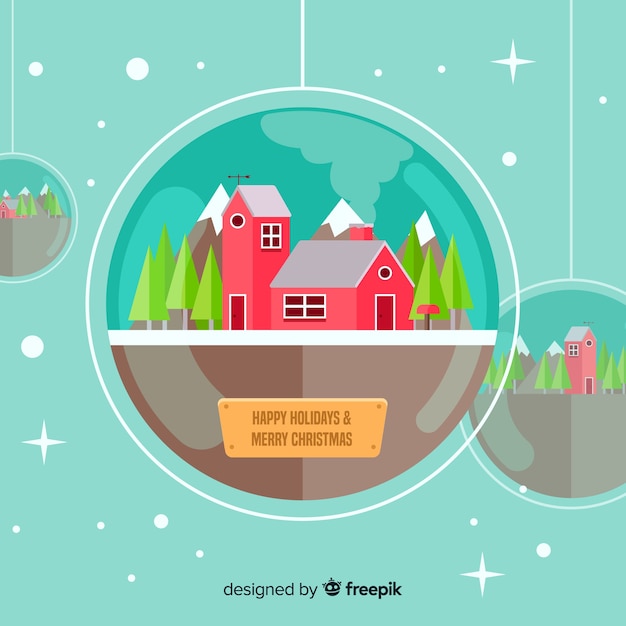 Vector gratuito fondo adorable de navidad con diseño plano