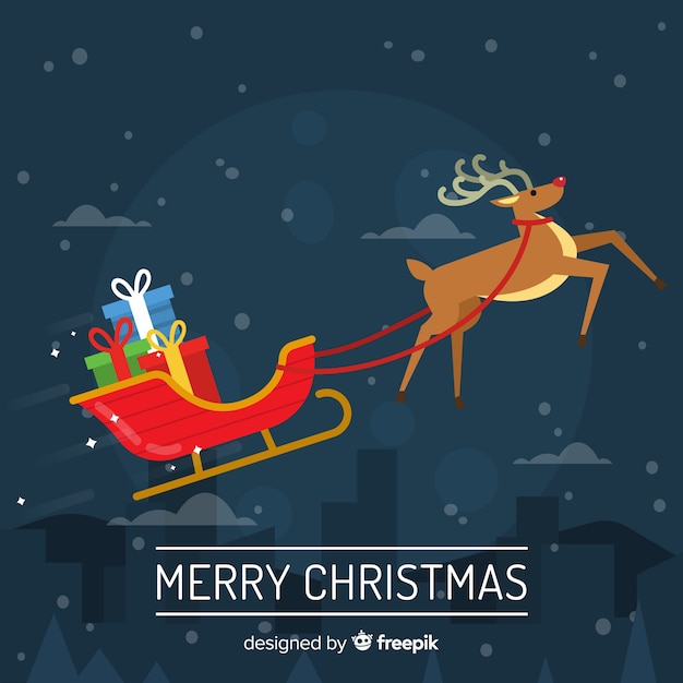 Vector gratuito fondo adorable de navidad con diseño plano