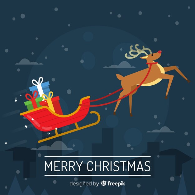 Fondo adorable de navidad con diseño plano
