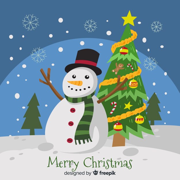 Fondo adorable de navidad con diseño plano