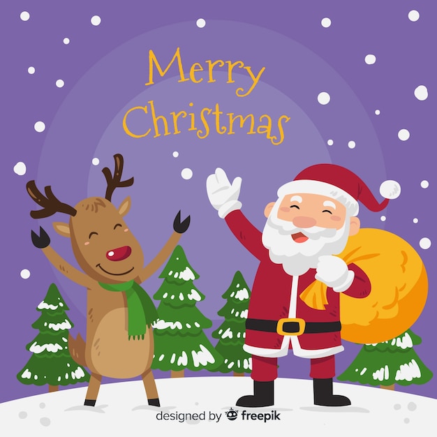Fondo adorable de navidad con diseño plano