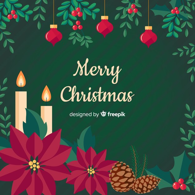 Fondo adorable de navidad con diseño plano