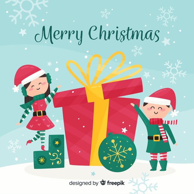 Fondo adorable de navidad con diseño plano