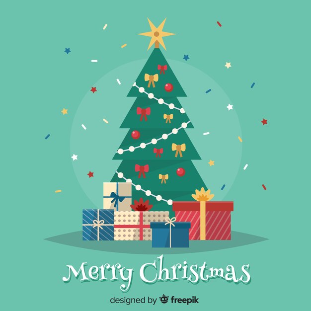 Fondo adorable de navidad con diseño plano