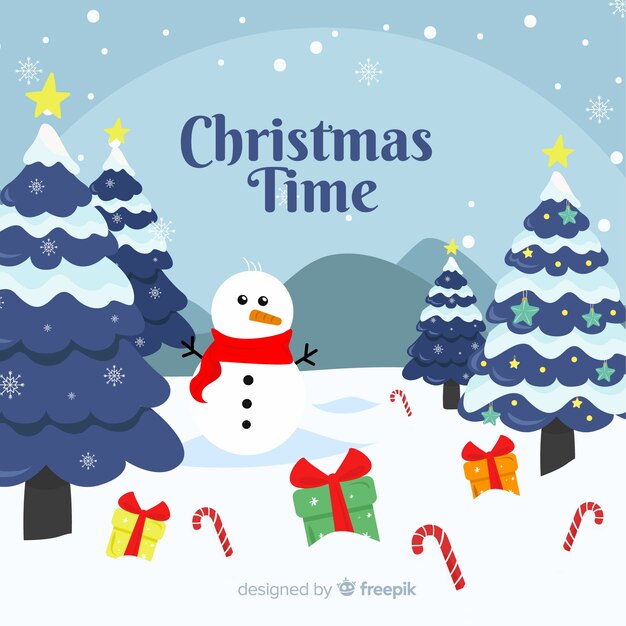 Fondo adorable de navidad con diseño plano