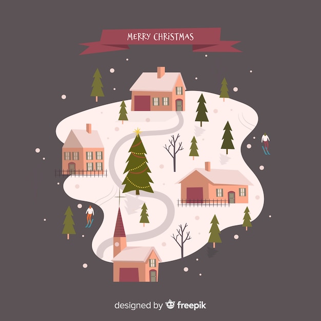 Fondo adorable de navidad con diseño plano