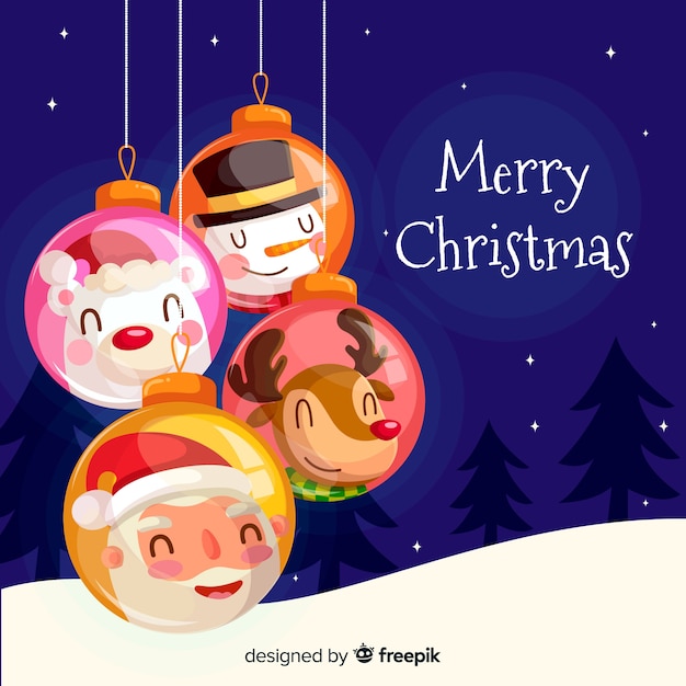 Vector gratuito fondo adorable de navidad con diseño plano