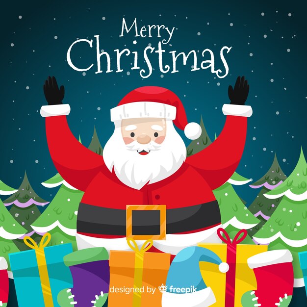 Fondo adorable de navidad con diseño plano