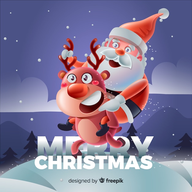 Vector gratuito fondo adorable de navidad con diseño realista