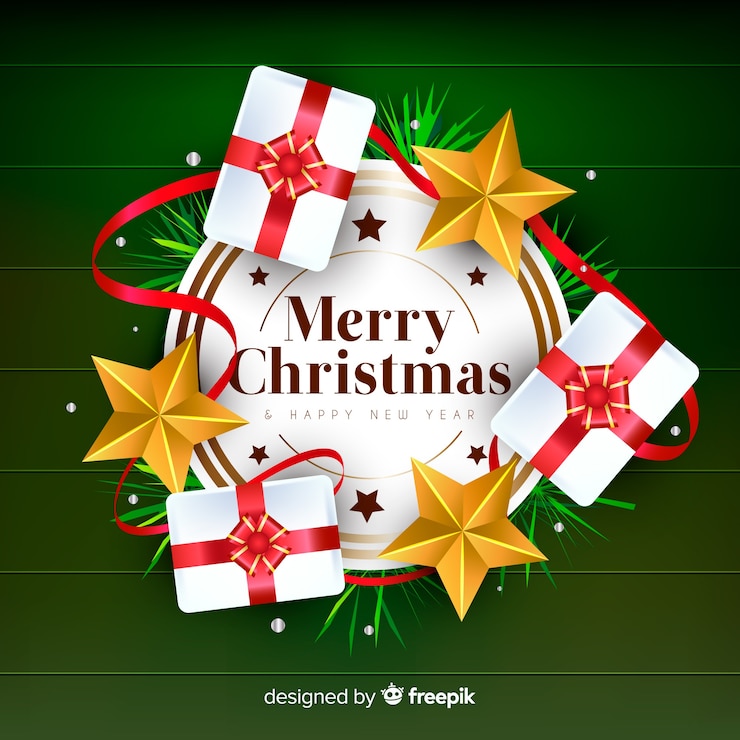 Vector gratuito fondo adorable de navidad con diseño realista
