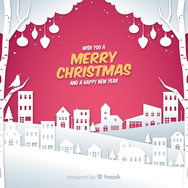 Vector gratuito fondo adorable de navidad con estilo de papel