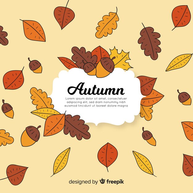 Fondo adorable de otoño dibujado a mano