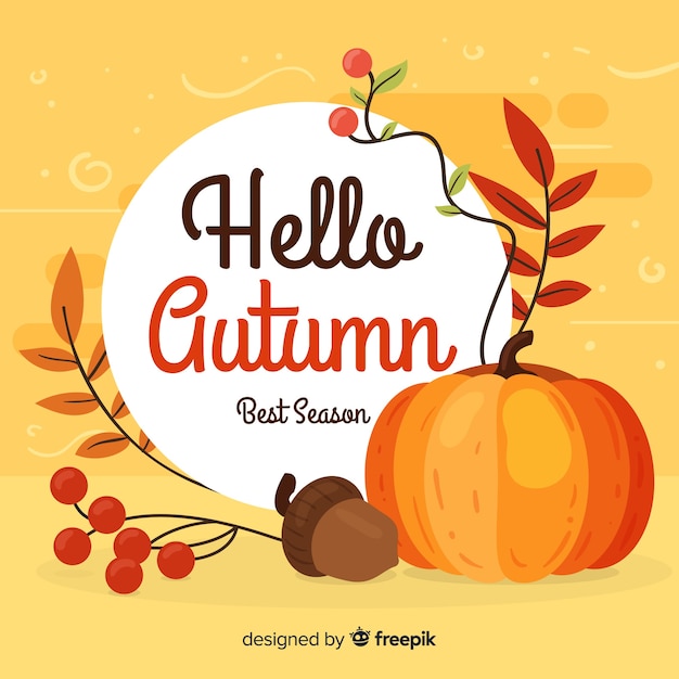 Vector gratuito fondo adorable de otoño con diseño plano