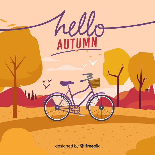 Fondo adorable de otoño con diseño plano