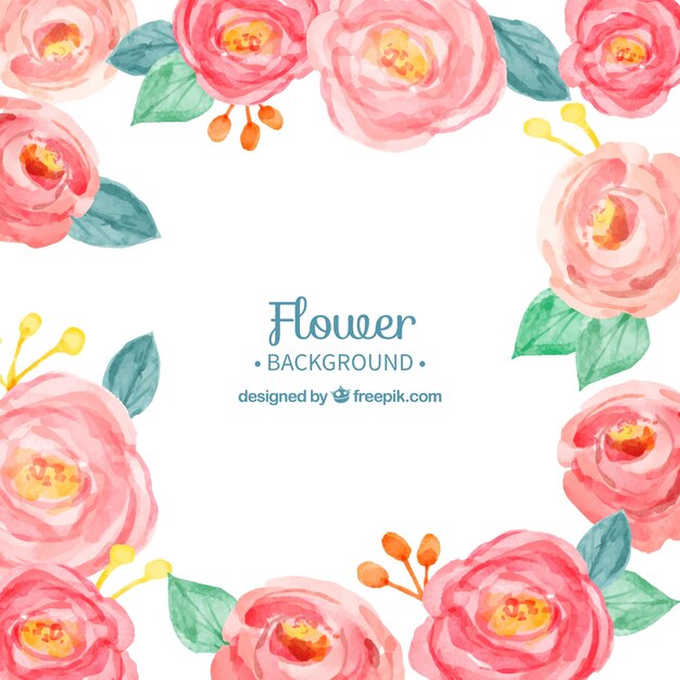 Fondo adorable con rosas en acuarela