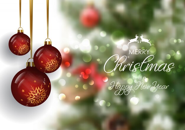 Fondo de adorno navideño con fondo desenfocado