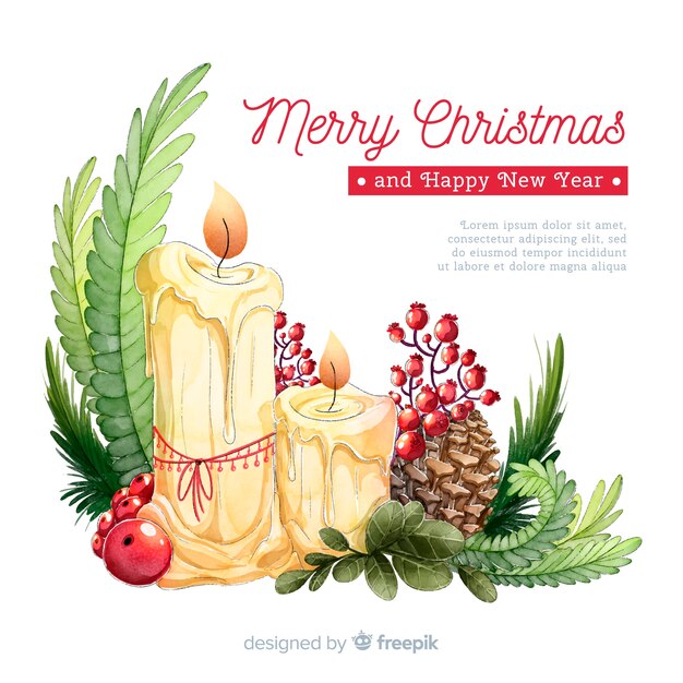 Fondo adorno velas navidad dibujado a mano