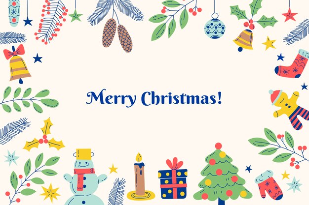 Fondo de adornos navideños dibujados a mano